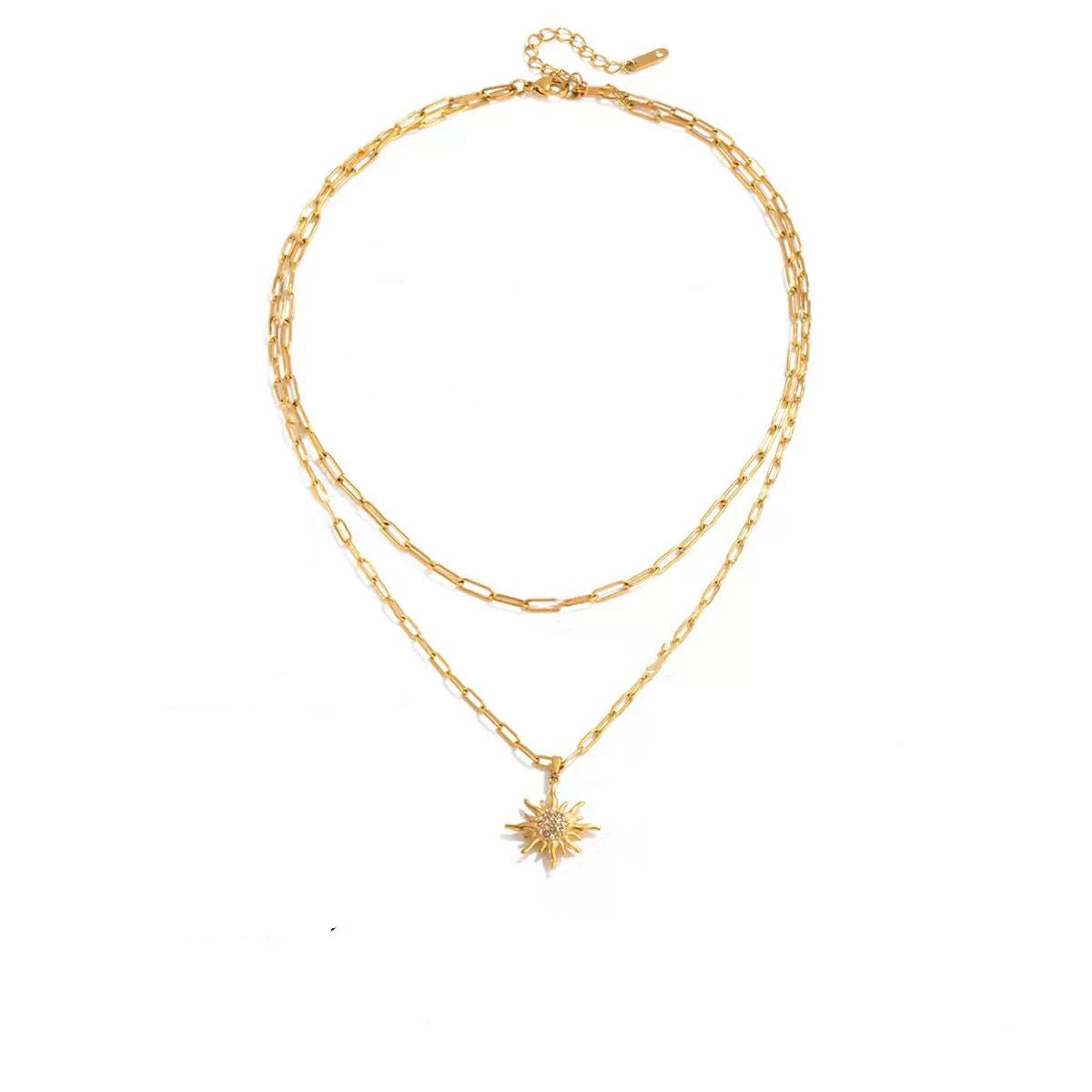 Double Chain Sun Necklace